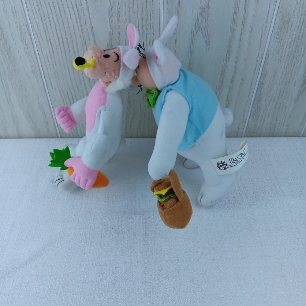Popeye's Popeye An Wimpy As Bunny Rabbit plush 12" basket w hamburger plush 2004 - Picture 7 of 15